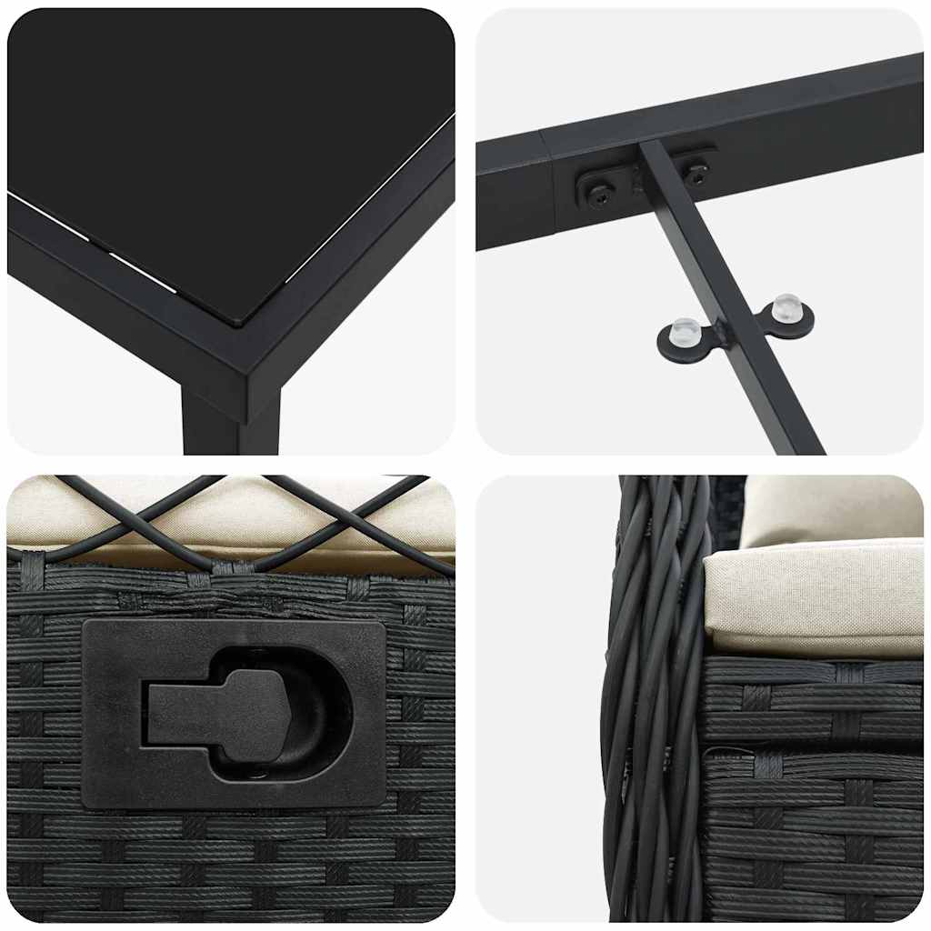 Σέτ φαγητού για κήπο 7 pcs Μαύρο συνθετικό ρατάν - Pakobazaar