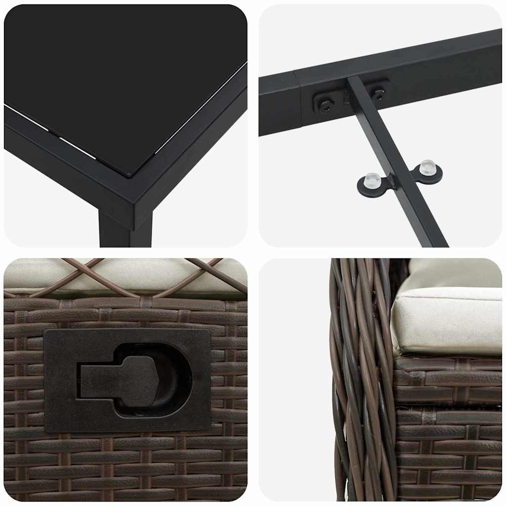 Σέτ φαγητού για κήπο 7 pcs Καφέ συνθετικό ρατάν - Pakobazaar