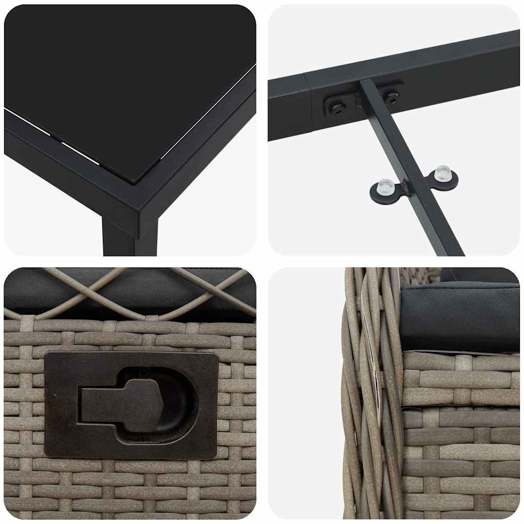 Σέτ φαγητού για κήπο 7 pcs Γκρι συνθετικό ρατάν - Pakobazaar