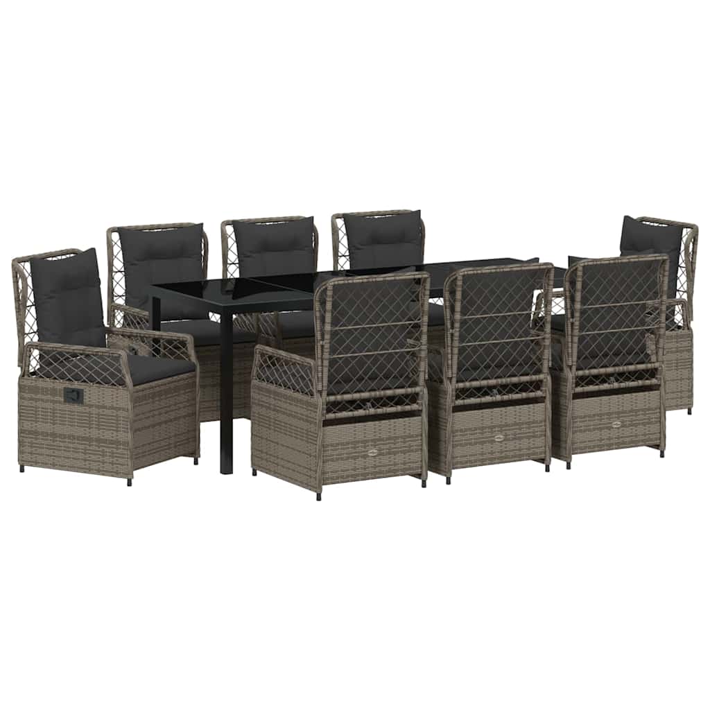 Σέτ φαγητού για κήπο 9 pcs Γκρι συνθετικό ρατάν - Pakobazaar