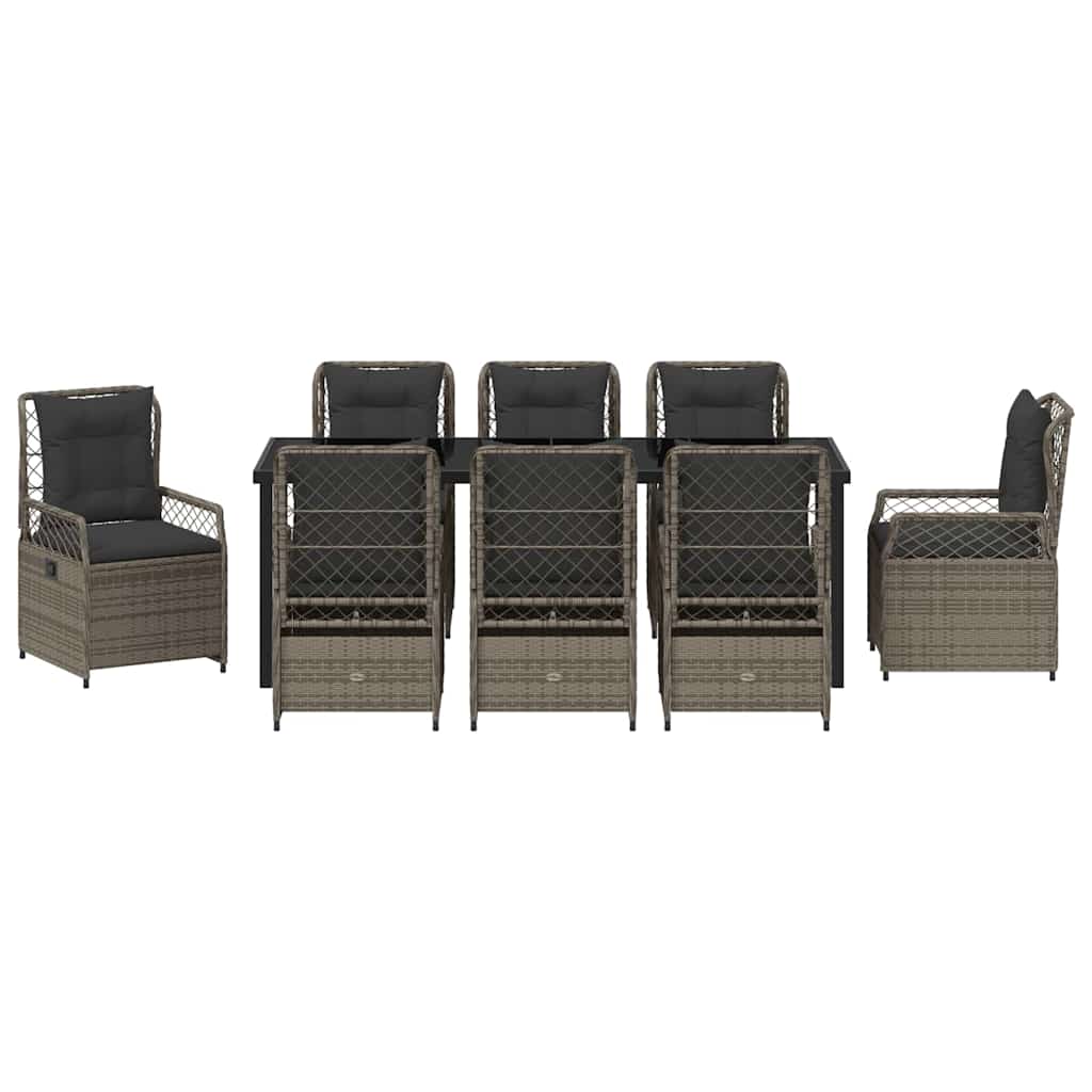 Σέτ φαγητού για κήπο 9 pcs Γκρι συνθετικό ρατάν - Pakobazaar