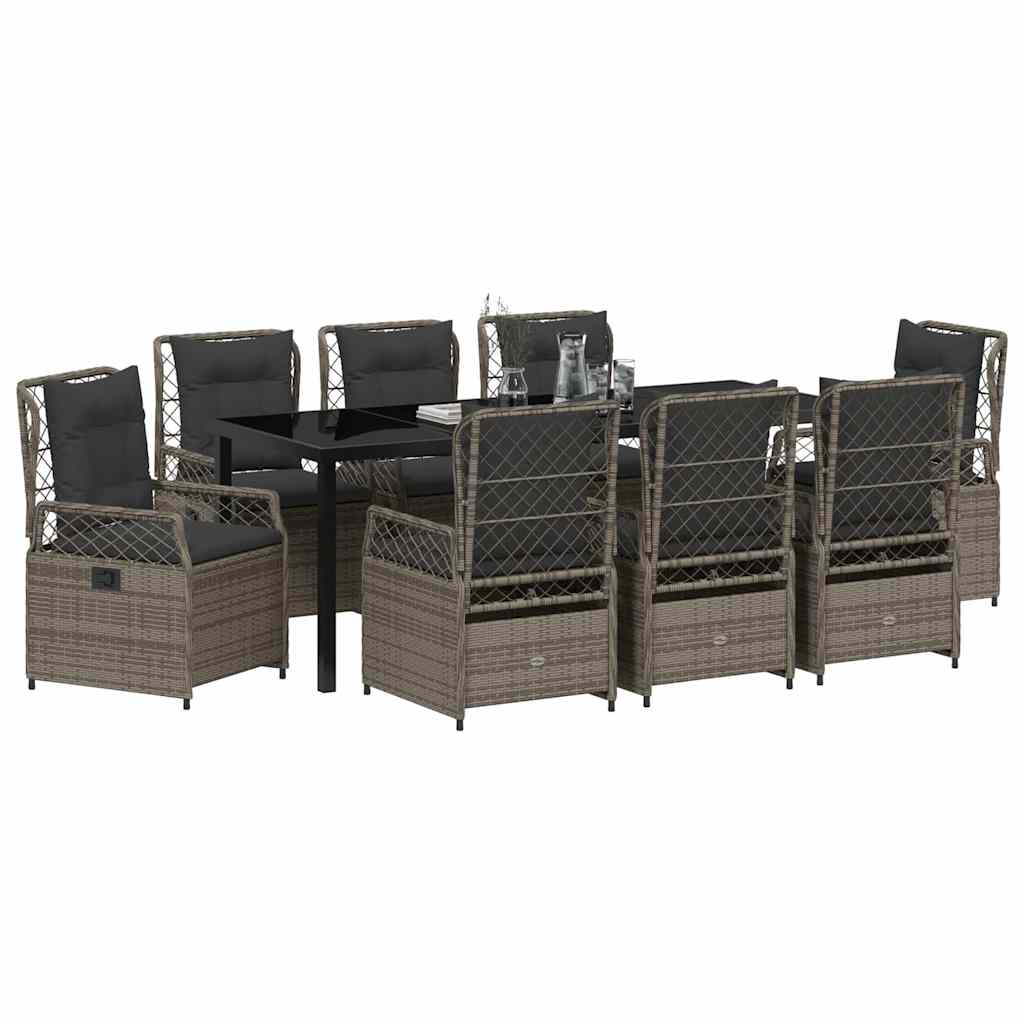 Σέτ φαγητού για κήπο 9 pcs Γκρι συνθετικό ρατάν - Pakobazaar