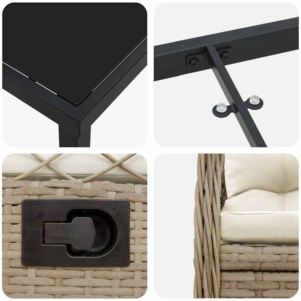 Σέτ φαγητού για κήπο 9 pcs Μπεζ και Κρέμ συνθετικό ρατάν - Pakobazaar