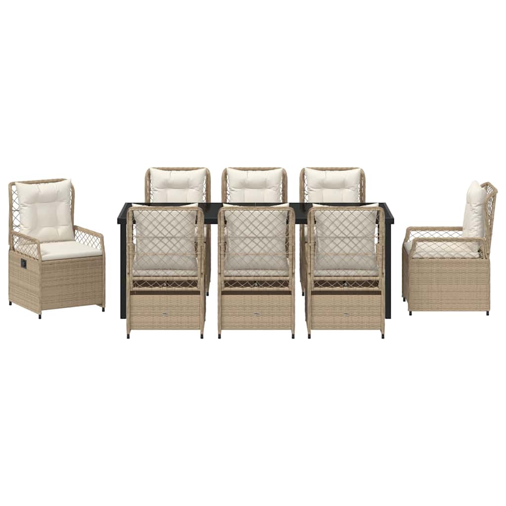 Σέτ φαγητού για κήπο 9 pcs Μπεζ και Κρέμ συνθετικό ρατάν - Pakobazaar