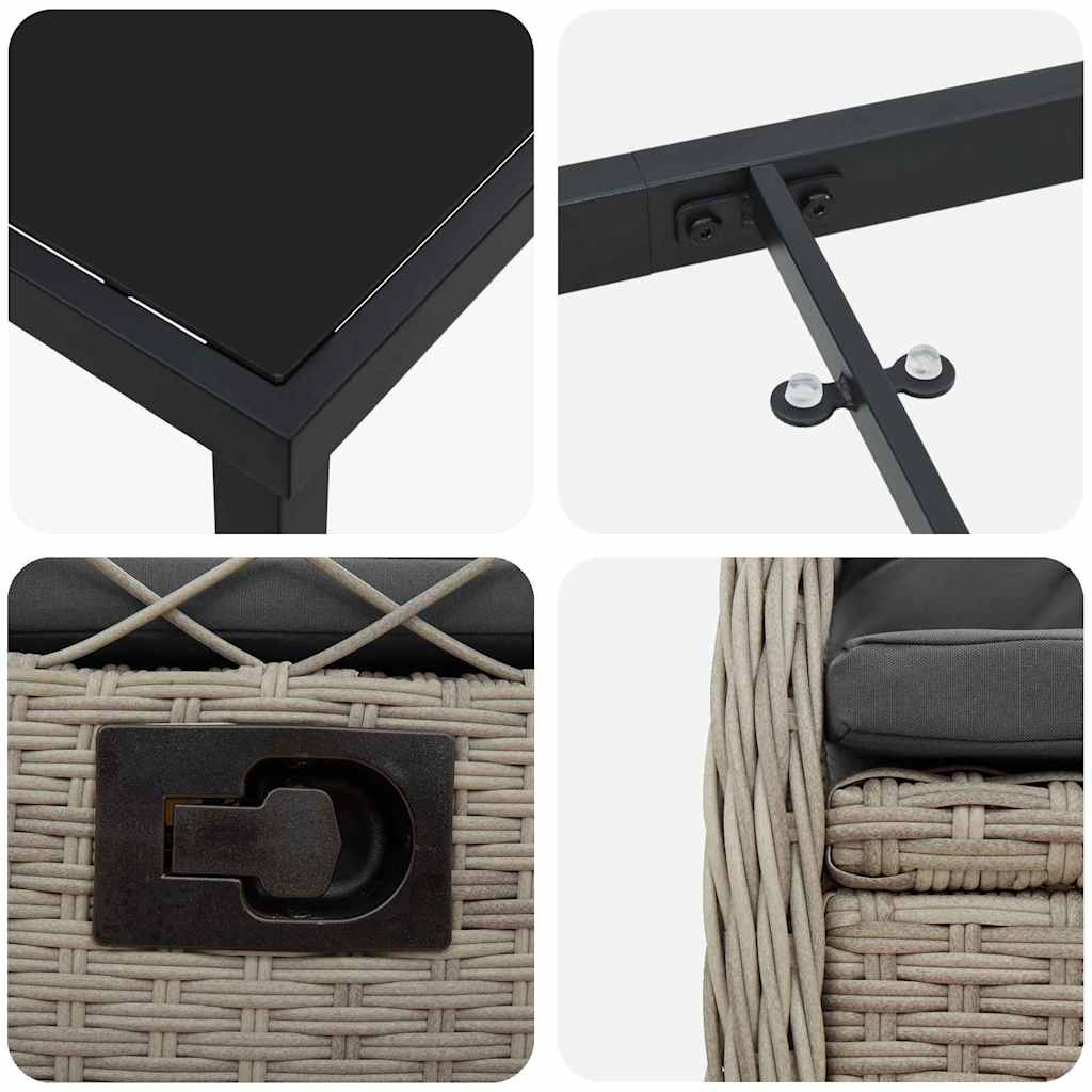 Σέτ φαγητού για κήπο 5 pcs Ανοιχτό γκρι συνθετικό ρατάν - Pakobazaar