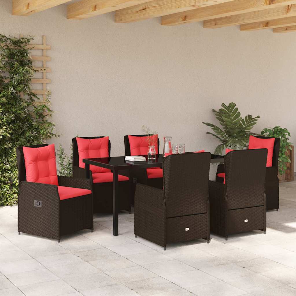 Σέτ φαγητού για κήπο 7 pcs Καφέ Πολυ ράταν - Pakobazaar