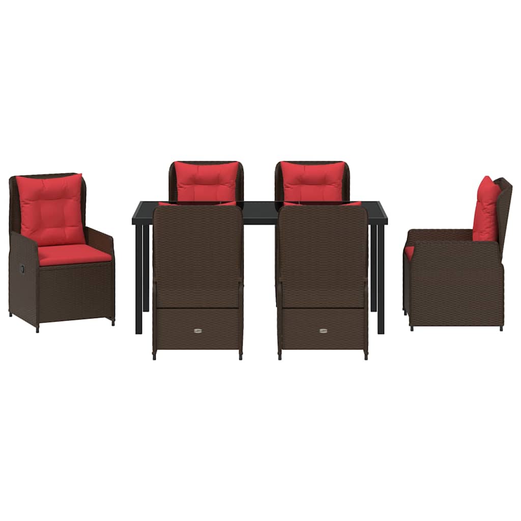 Σέτ φαγητού για κήπο 7 pcs Καφέ Πολυ ράταν - Pakobazaar