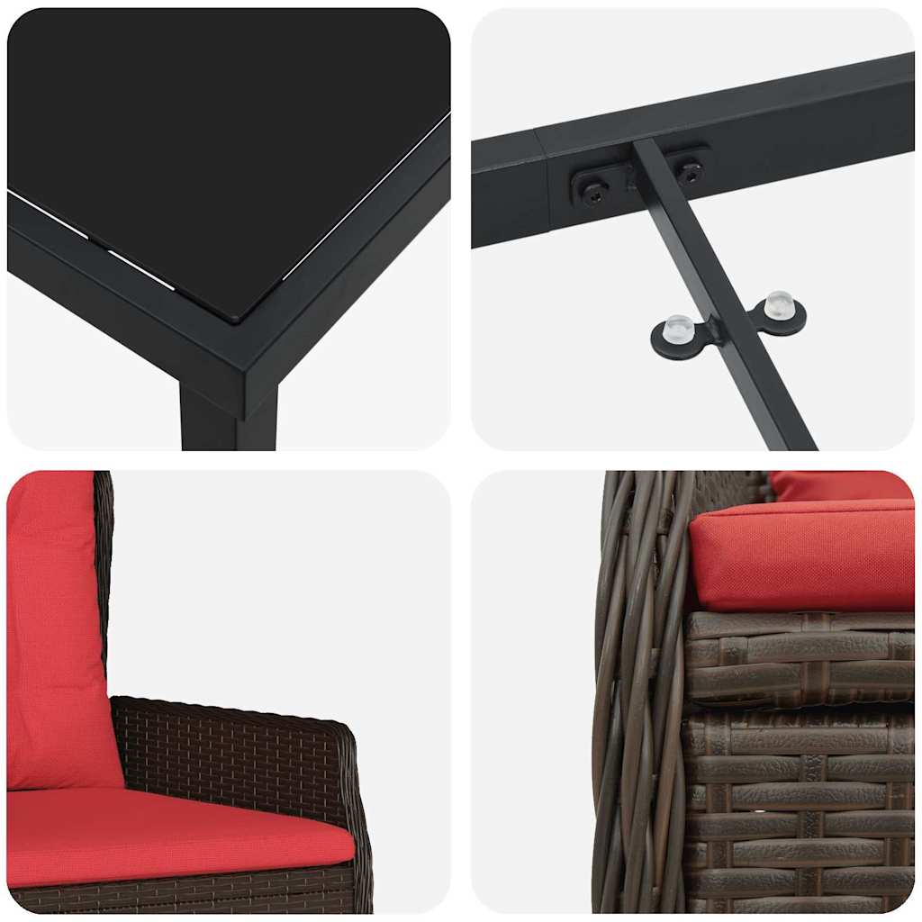 Σέτ φαγητού για κήπο 7 pcs Καφέ Πολυ ράταν - Pakobazaar