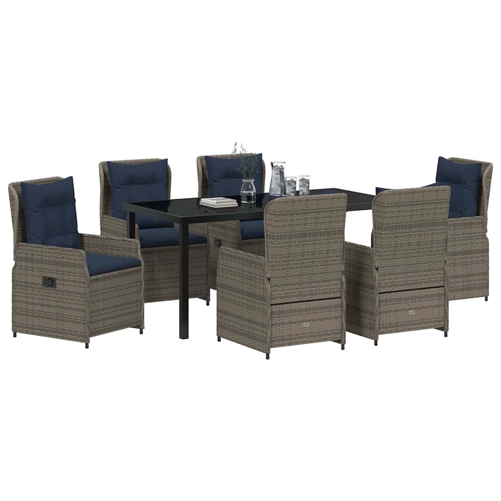 Σέτ φαγητού για κήπο 7 pcs Γκρι Πολυ ράταν - Pakobazaar