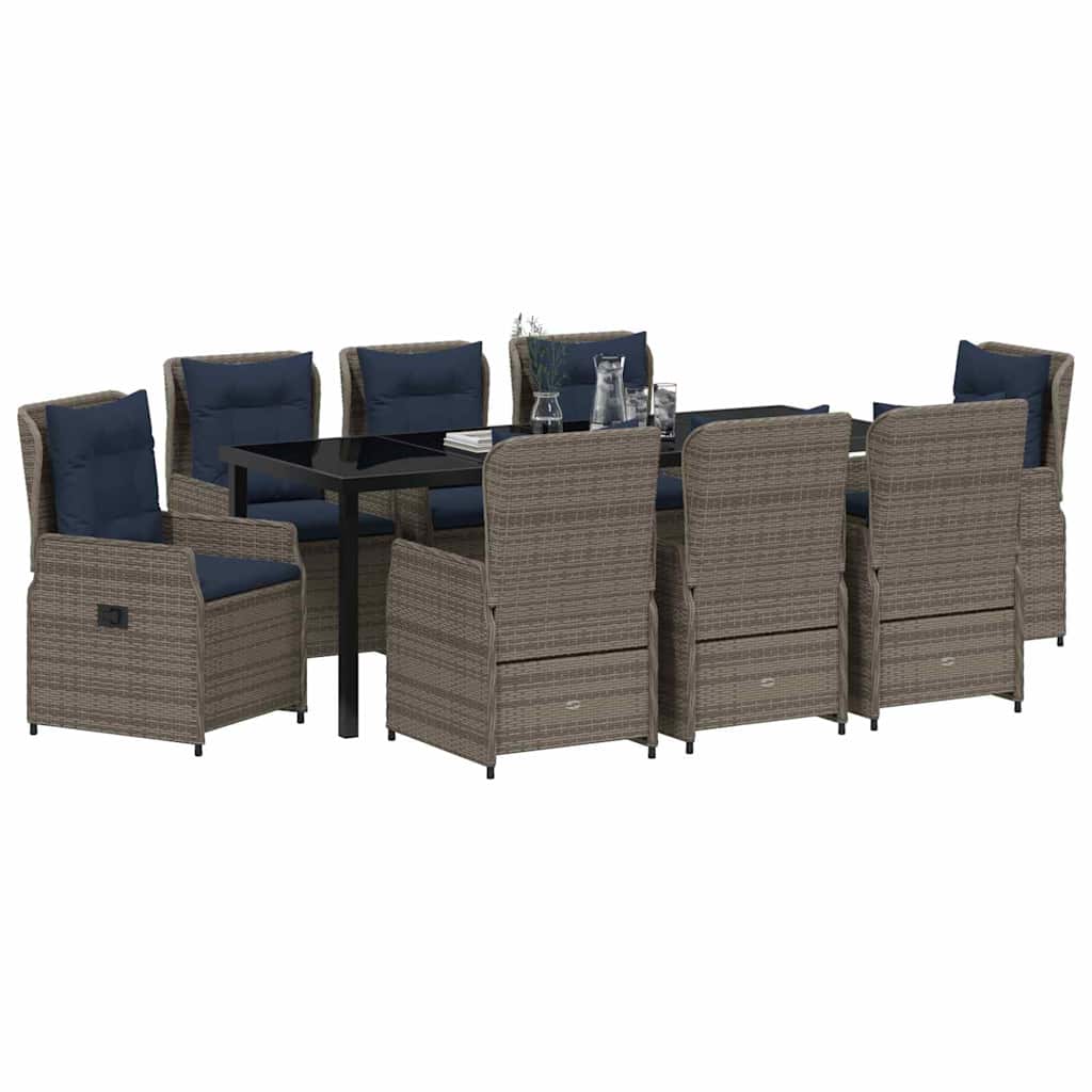 Σέτ φαγητού για κήπο 9 pcs Γκρι Πολυ ράταν - Pakobazaar