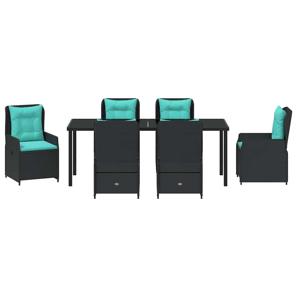 Σέτ φαγητού για κήπο 7 pcs Μαύρο Πολυ ράταν - Pakobazaar