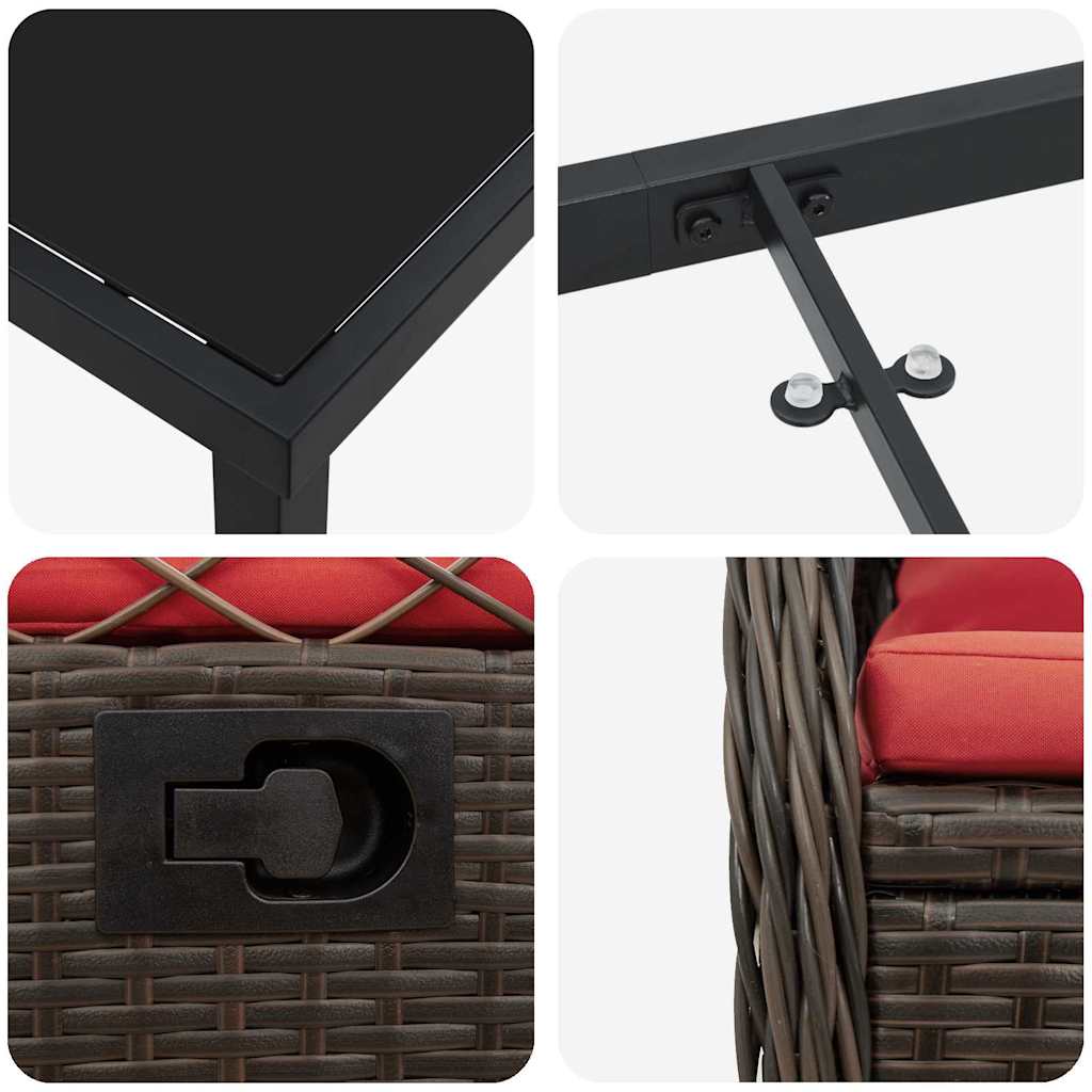 Σέτ φαγητού για κήπο 7 pcs Καφέ συνθετικό ρατάν - Pakobazaar