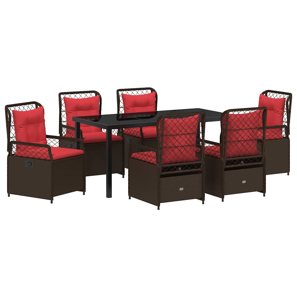 Σέτ φαγητού για κήπο 7 pcs Καφέ συνθετικό ρατάν - Pakobazaar