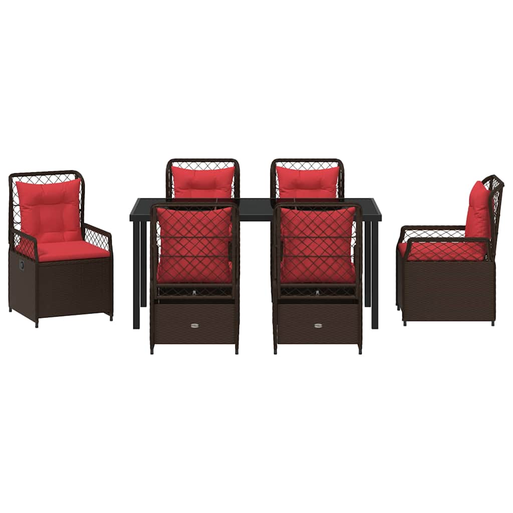 Σέτ φαγητού για κήπο 7 pcs Καφέ συνθετικό ρατάν - Pakobazaar