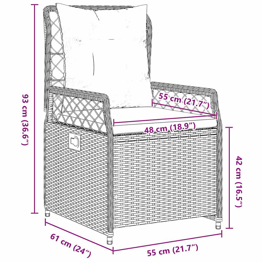 Σέτ φαγητού για κήπο 7 pcs Καφέ συνθετικό ρατάν - Pakobazaar