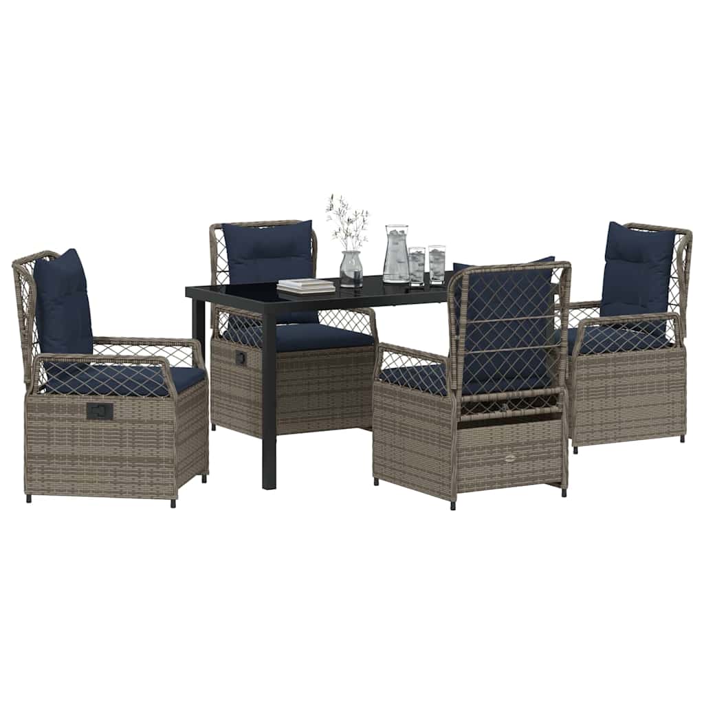 Σέτ φαγητού για κήπο 5 pcs Γκρι συνθετικό ρατάν