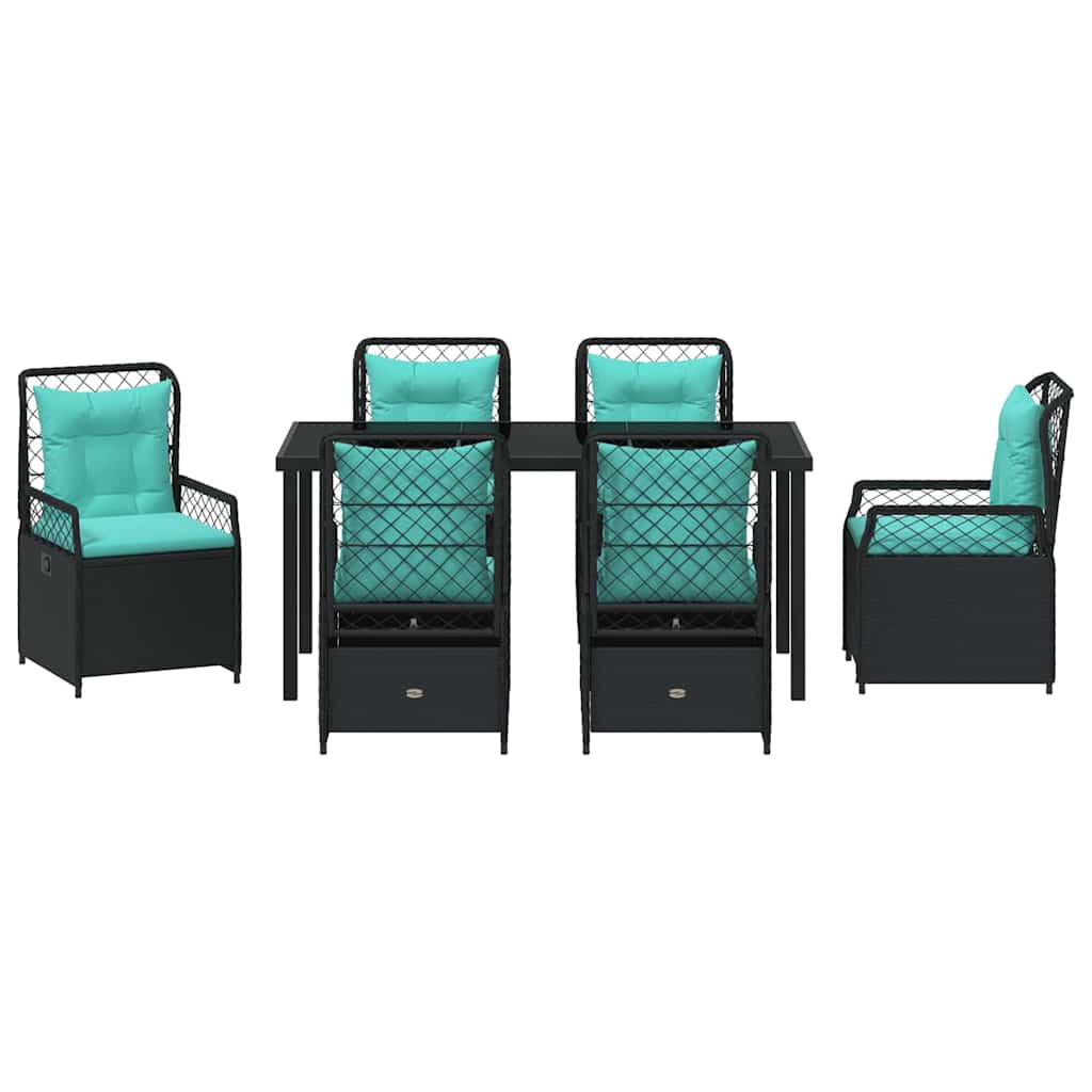 Σέτ φαγητού για κήπο 7 pcs Μαύρο συνθετικό ρατάν - Pakobazaar