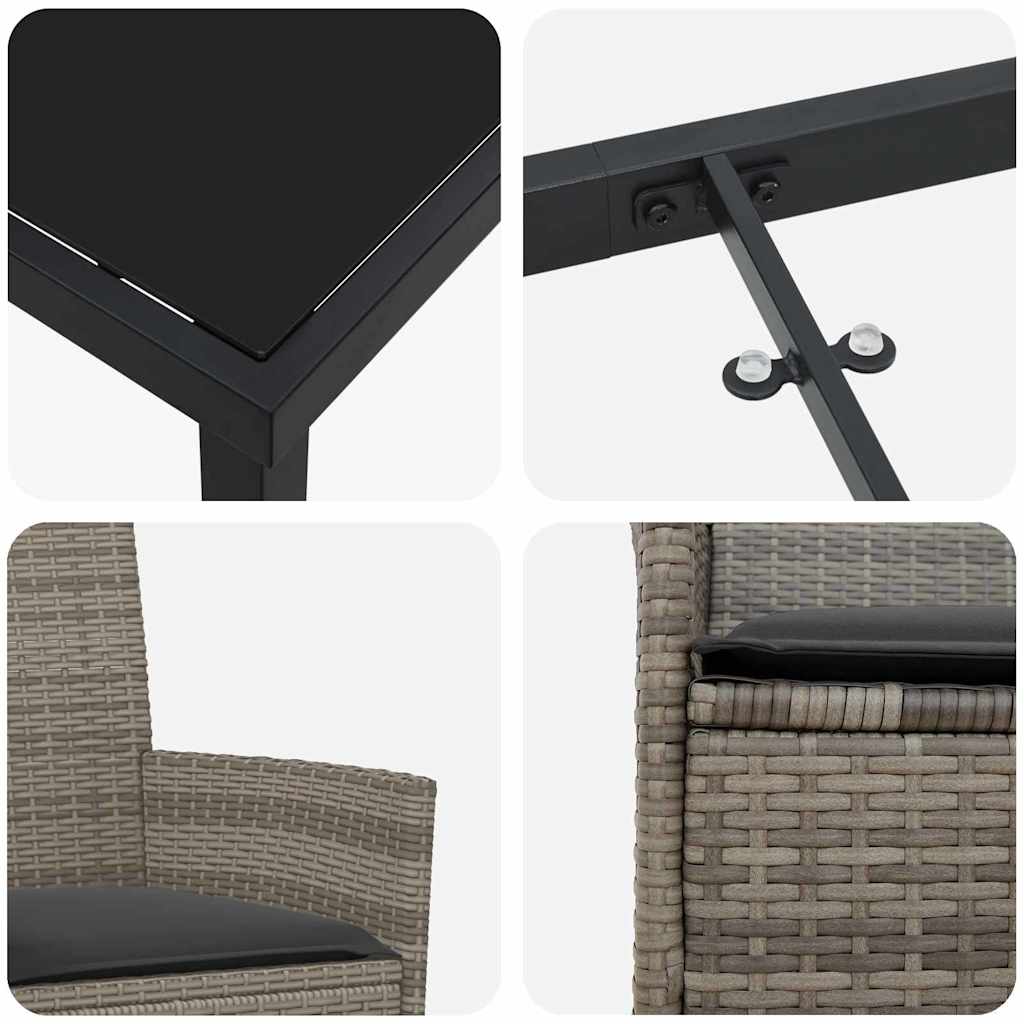 Σέτ φαγητού για κήπο 3 pcs Γκρι συνθετικό ρατάν - Pakobazaar