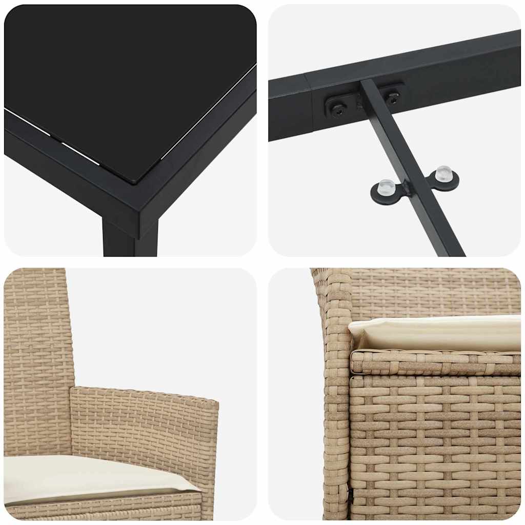 Σέτ φαγητού για κήπο 5 pcs Μπεζ συνθετικό ρατάν - Pakobazaar