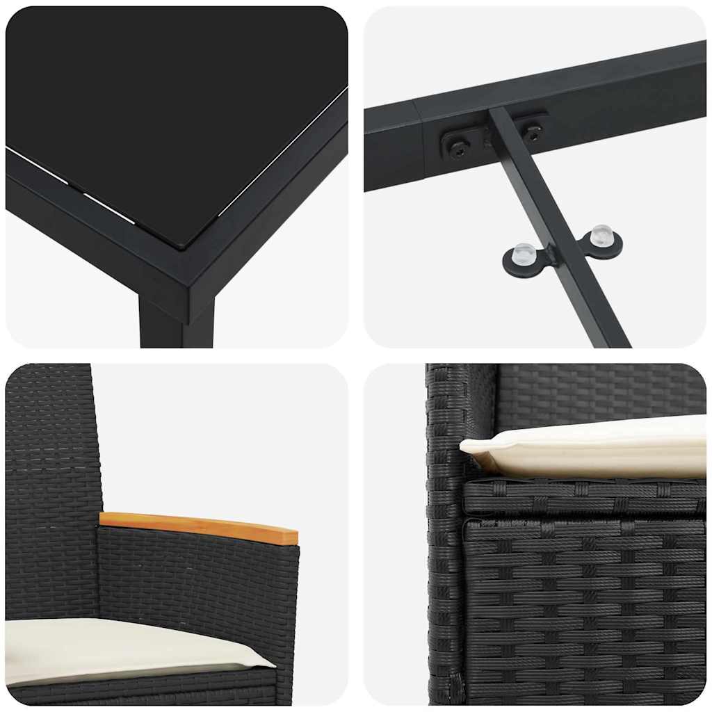 Σέτ φαγητού για κήπο 3 pcs Μαύρο συνθετικό ρατάν - Pakobazaar