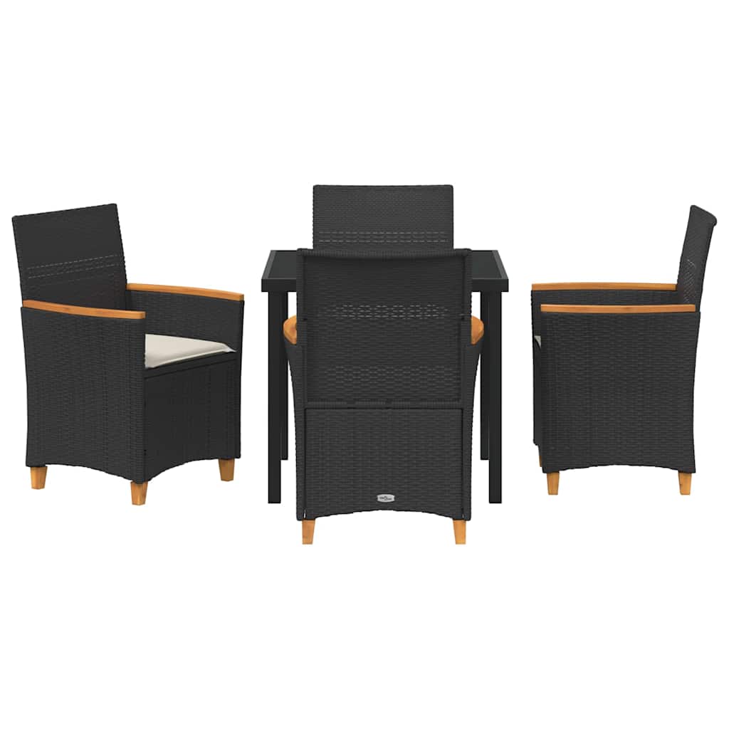 Σέτ φαγητού για κήπο 5 pcs Μαύρο συνθετικό ρατάν - Pakobazaar