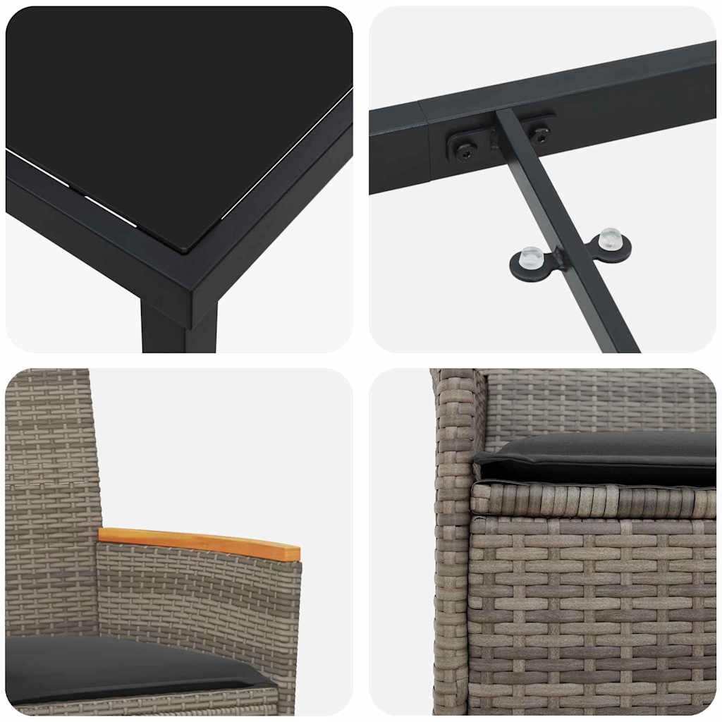 Σέτ φαγητού για κήπο 3 pcs Γκρι συνθετικό ρατάν - Pakobazaar