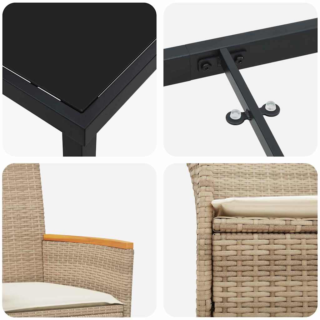 Σέτ φαγητού για κήπο 5 pcs Μπεζ συνθετικό ρατάν - Pakobazaar