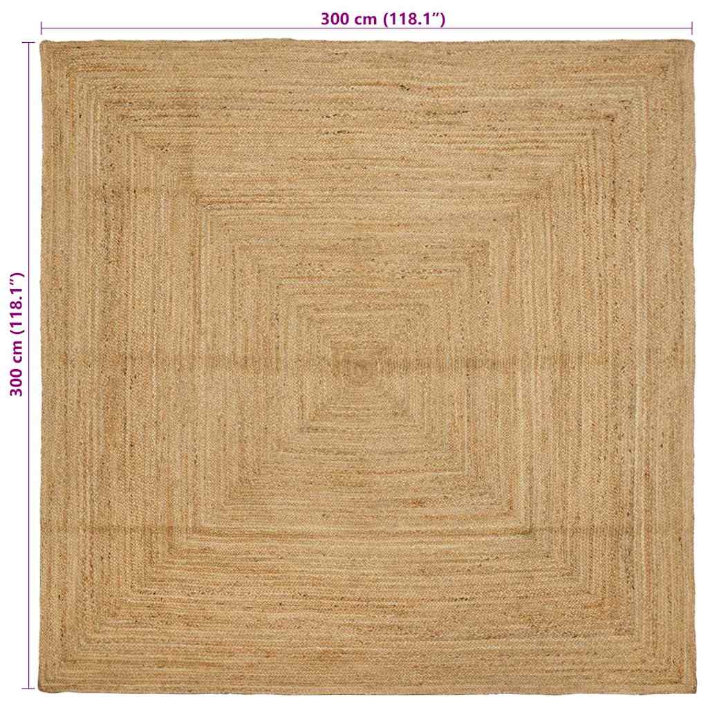 Χαλί Περιοχής Φυσικό 300 x 300 cm Γιούτα