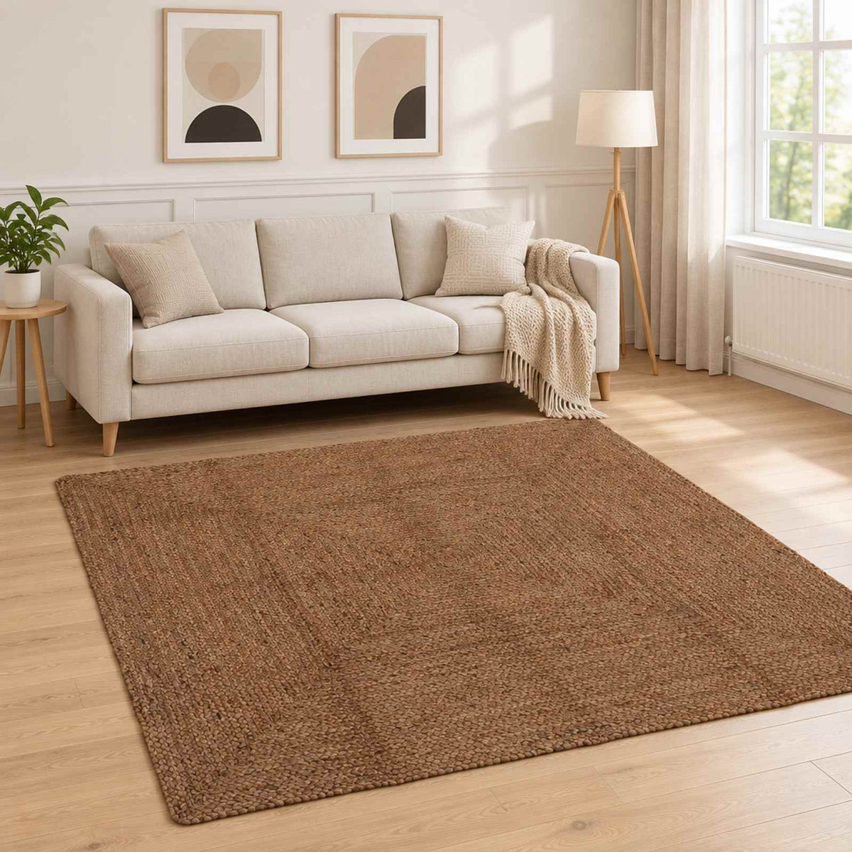 Χαλί Περιοχής Γκρι 200 x 200 cm Γιούτα - Pakobazaar