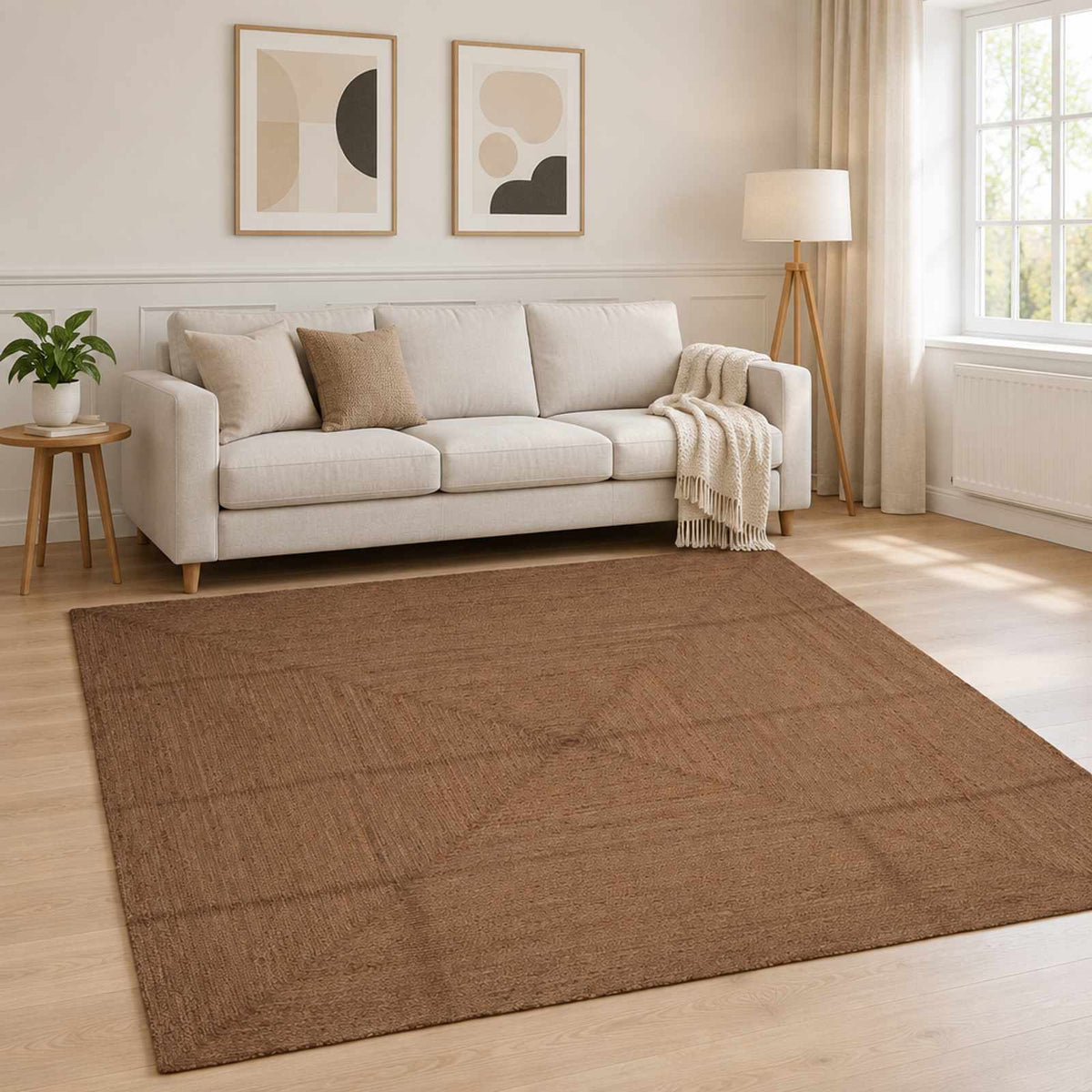 Χαλί Περιοχής Γκρι 240 x 240 cm Γιούτα