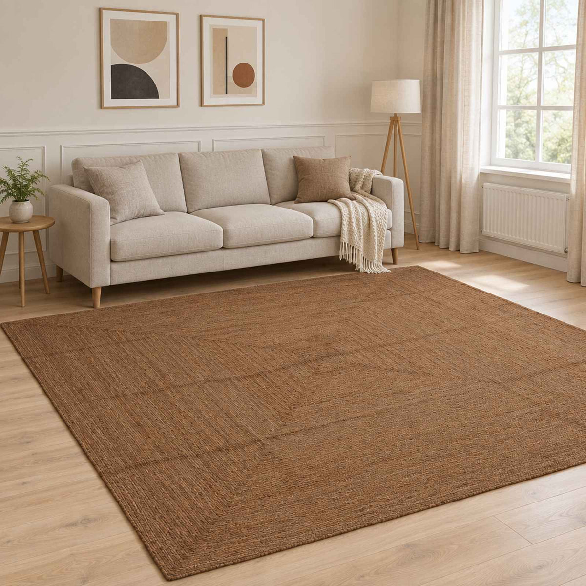 Χαλί Περιοχής Γκρι 300 x 300 cm Γιούτα