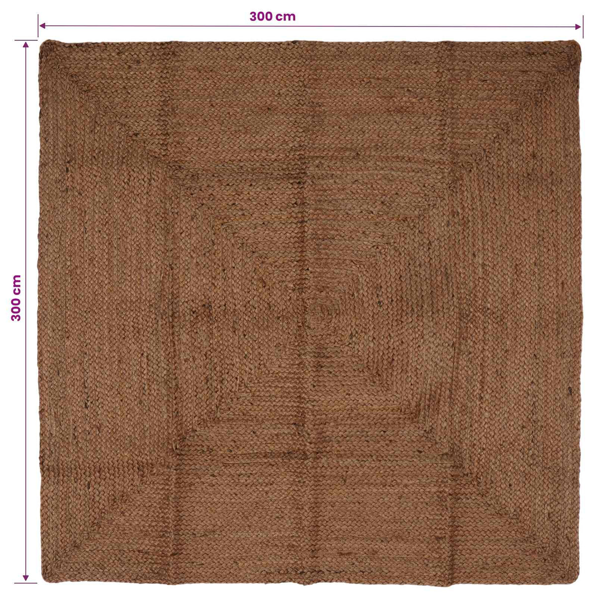 Χαλί Περιοχής Γκρι 300 x 300 cm Γιούτα