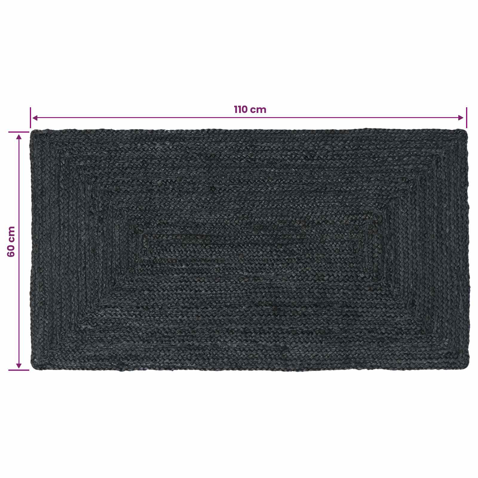 Χαλιά χώρου Ορθογώνιος Σκούρο Γκρι 60 x 110 cm Γιούτα