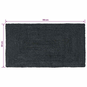 Χαλιά χώρου Ορθογώνιος Σκούρο Γκρι 60 x 110 cm Γιούτα - Pakobazaar