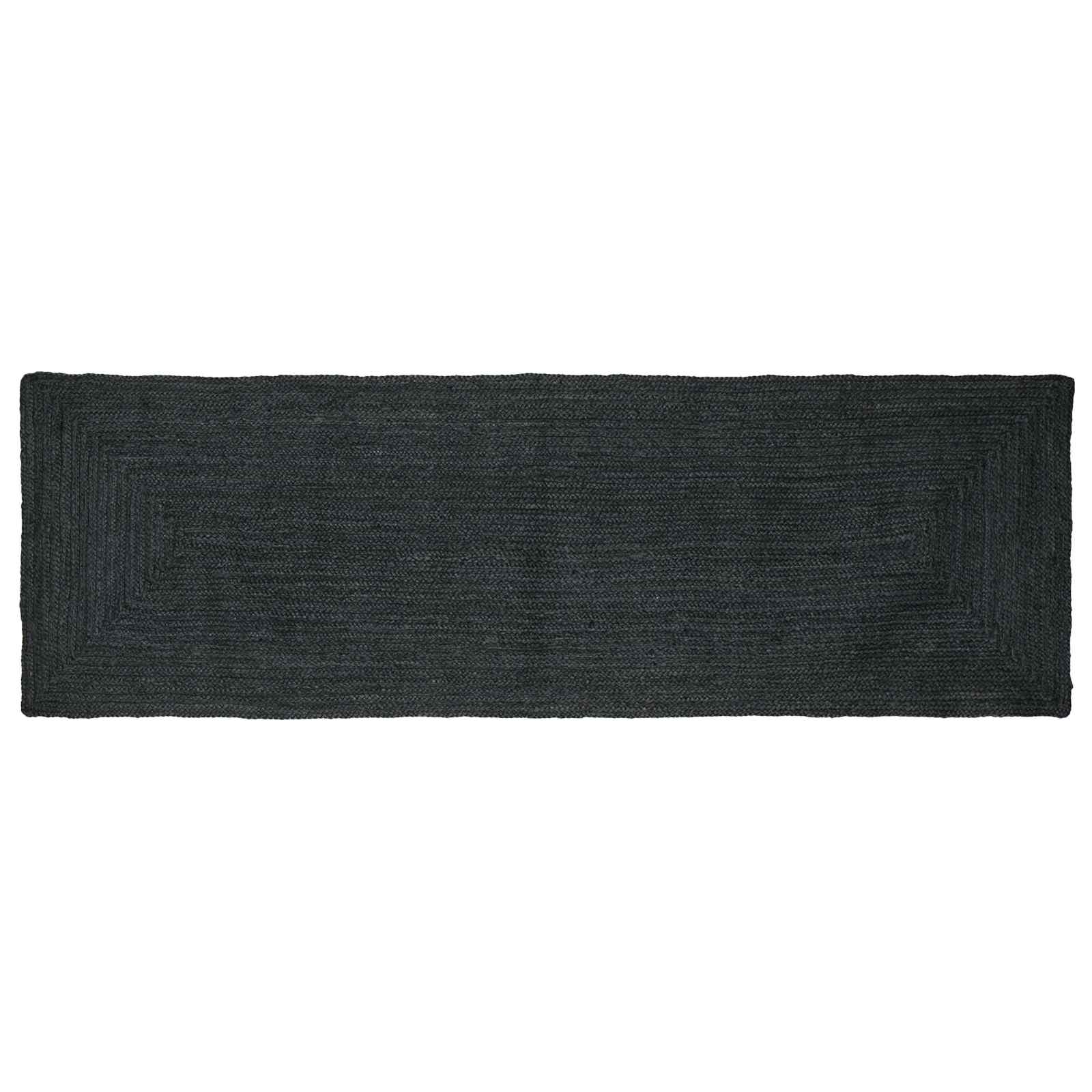 Χαλιά χώρου Ορθογώνιος Σκούρο Γκρι 80 x 300 cm Γιούτα - Pakobazaar