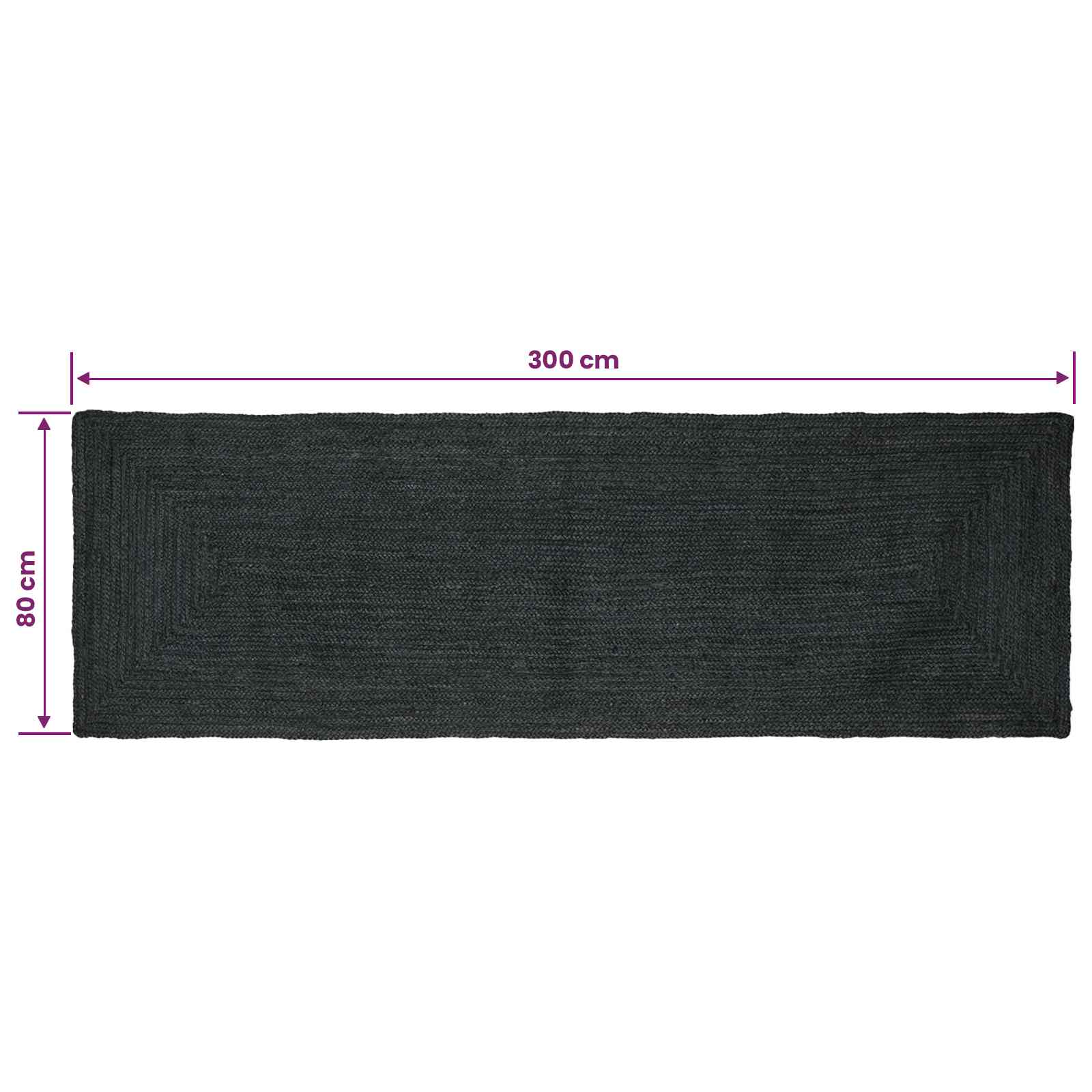 Χαλιά χώρου Ορθογώνιος Σκούρο Γκρι 80 x 300 cm Γιούτα - Pakobazaar