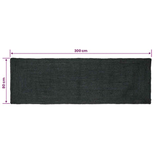 Χαλιά χώρου Ορθογώνιος Σκούρο Γκρι 80 x 300 cm Γιούτα - Pakobazaar