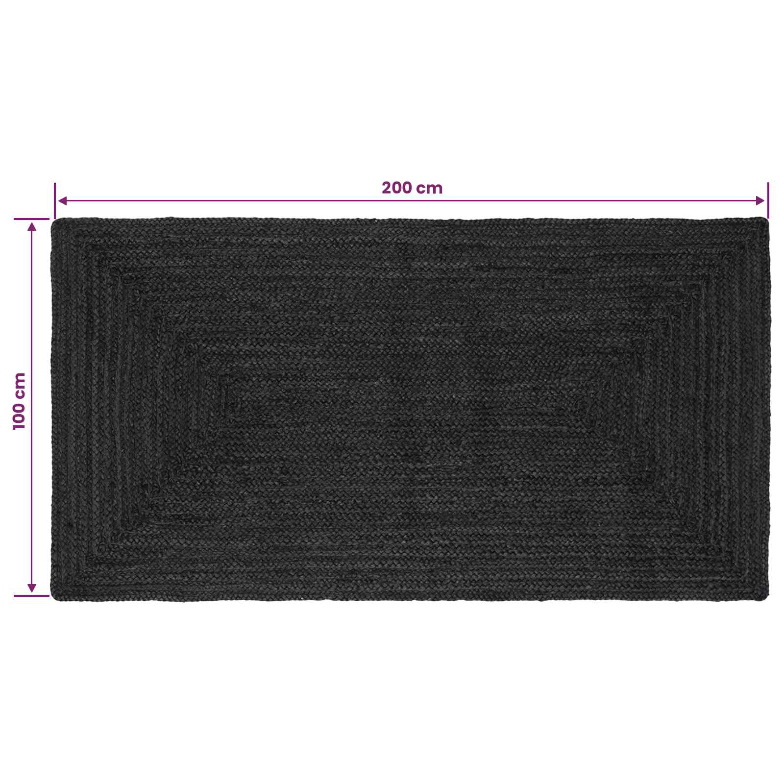 Χαλιά χώρου Ορθογώνιος Σκούρο Γκρι 100 x 200 cm Γιούτα