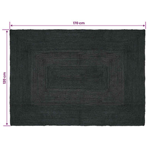 Χαλιά χώρου Ορθογώνιος Σκούρο Γκρι 120 x 170 cm Γιούτα - Pakobazaar