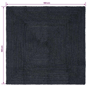 Χαλιά χώρου τετράγωνο Σκούρο Γκρι 160 x 160 cm Γιούτα - Pakobazaar