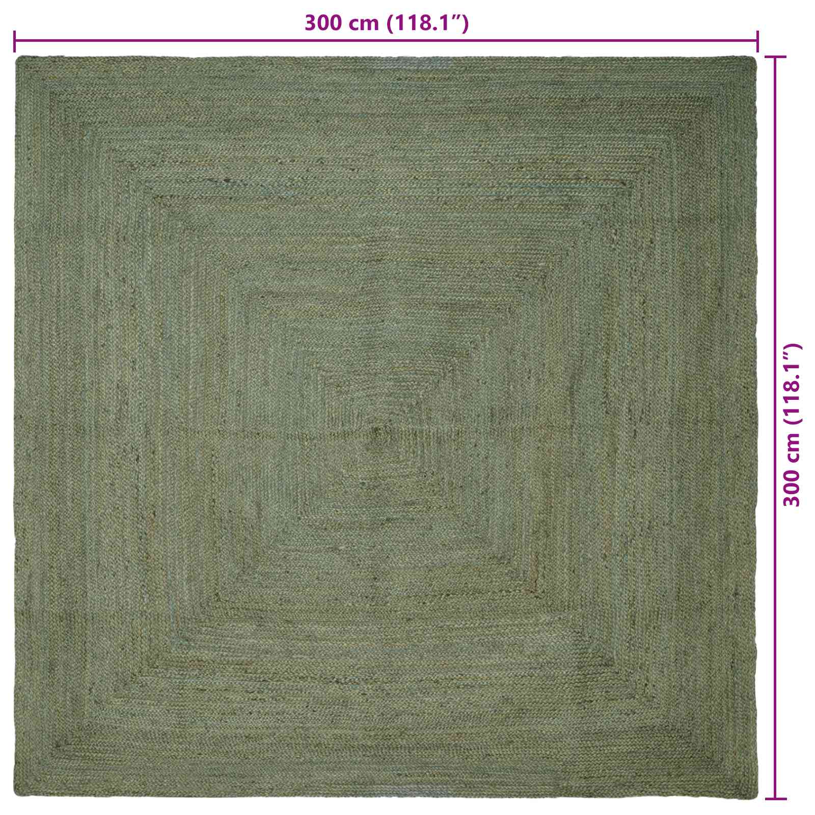 Χαλιά χώρου τετράγωνο Λαδί 300 x 300 cm Γιούτα - Pakobazaar