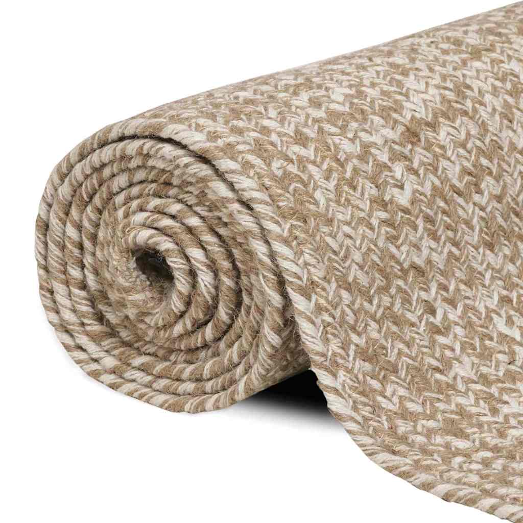 Χαλιά χώρου Ορθογώνιος Φυσικό και Λευκό 60 x 110 cm Γιούτα - Pakobazaar