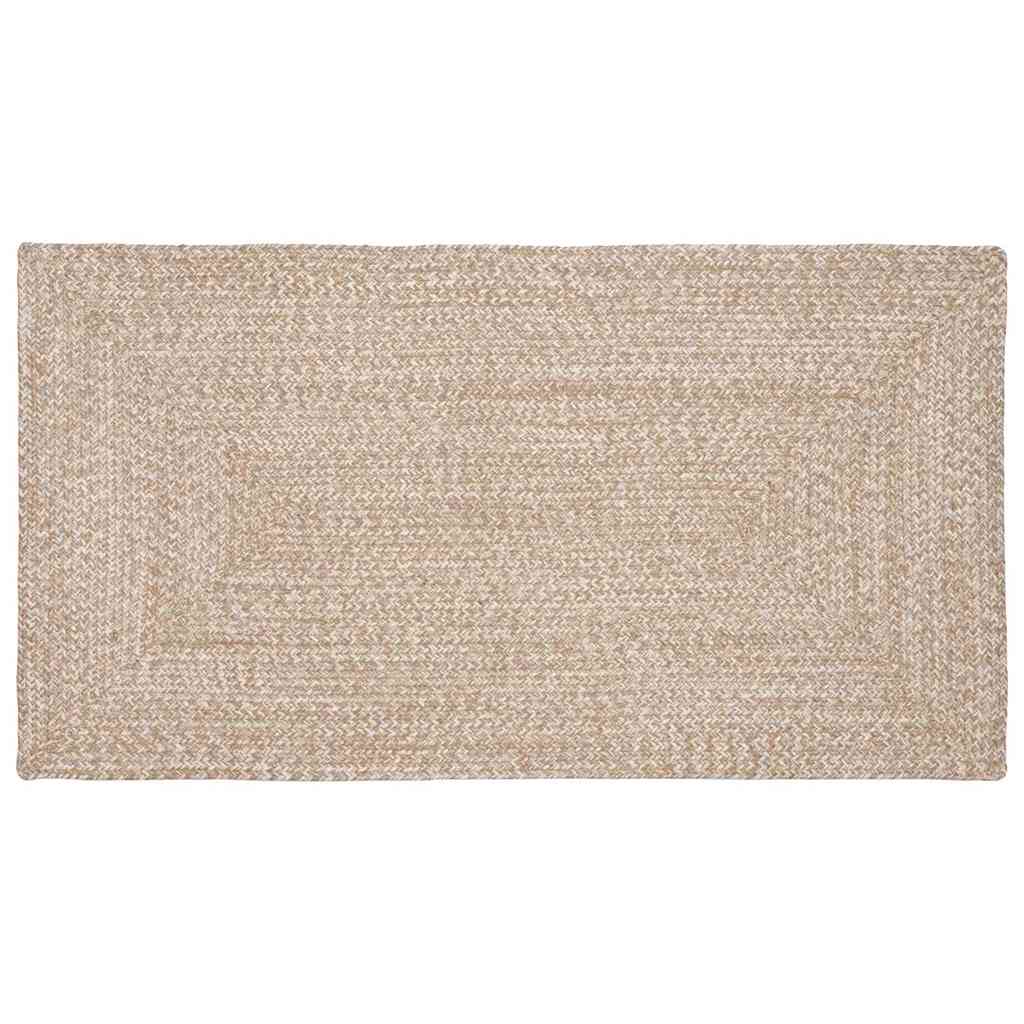 Χαλιά χώρου Ορθογώνιος Φυσικό και Λευκό 60 x 110 cm Γιούτα - Pakobazaar