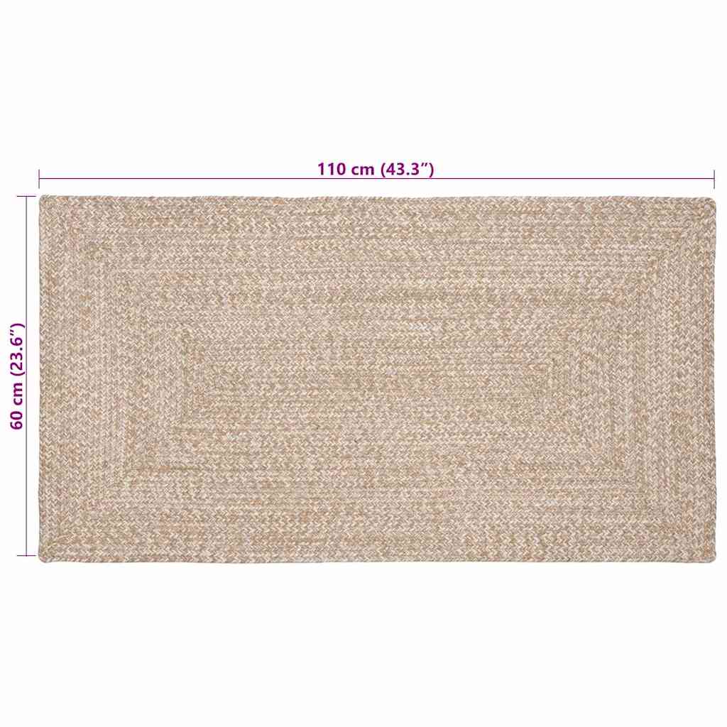 Χαλιά χώρου Ορθογώνιος Φυσικό και Λευκό 60 x 110 cm Γιούτα - Pakobazaar