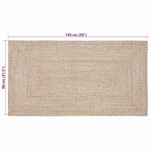 Χαλιά χώρου Ορθογώνιος Φυσικό και Λευκό 80 x 150 cm Γιούτα - Pakobazaar