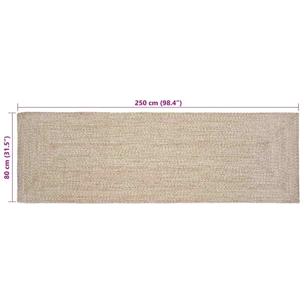 Χαλιά χώρου Ορθογώνιος Φυσικό και Λευκό 80 x 250 cm Γιούτα - Pakobazaar