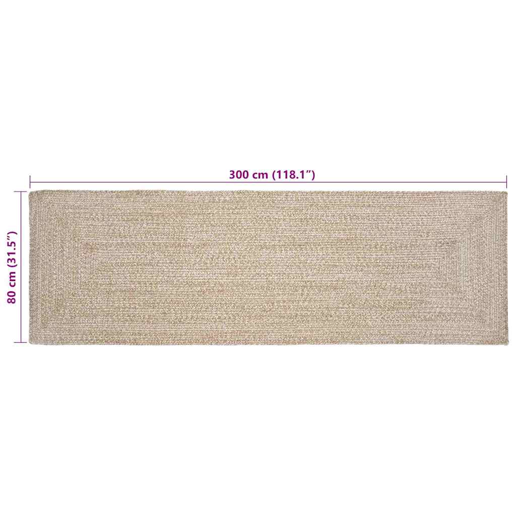 Χαλιά χώρου Ορθογώνιος Φυσικό και Λευκό 80 x 300 cm Γιούτα - Pakobazaar