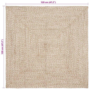 Χαλιά χώρου τετράγωνο Φυσικό και Λευκό 120 x 120 cm Γιούτα - Pakobazaar