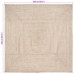 Χαλιά χώρου τετράγωνο Φυσικό και Λευκό 240 x 240 cm Γιούτα - Pakobazaar
