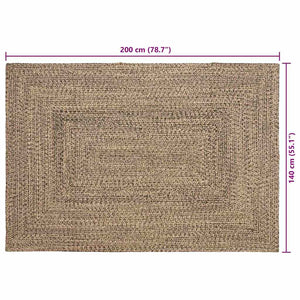 Χαλί Περιοχής Φυσικό και Μαύρο 140 x 200 cm Γιούτα